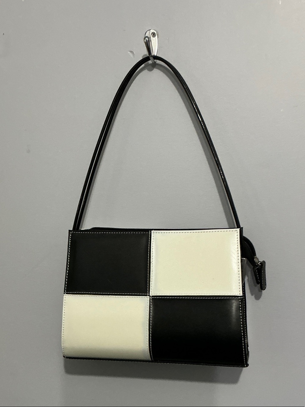 Black & White Checker Shoulder Bag - Classic Contrast